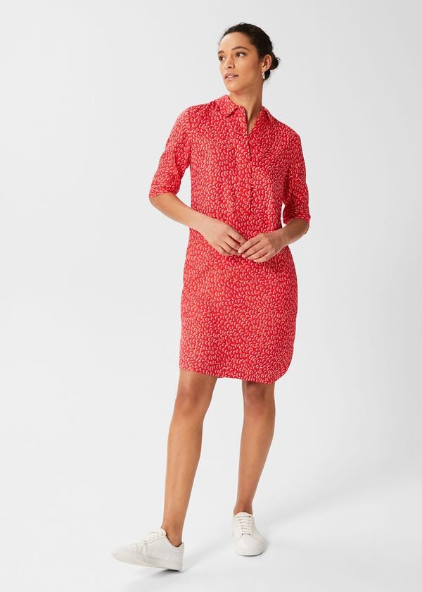 hobbs Marciella Tunic Dress Pink Orange