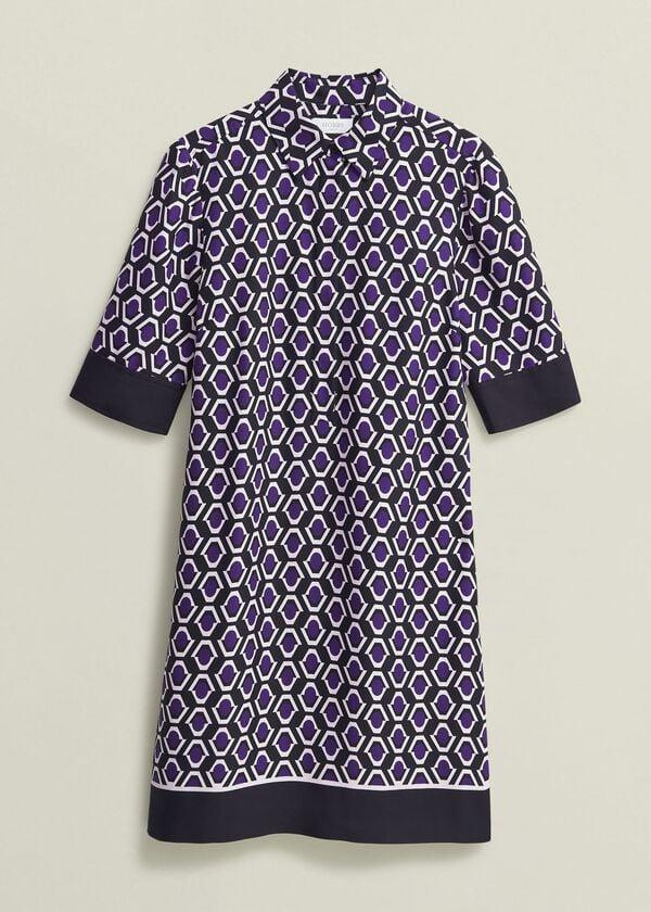 Hobbs Marciella Tunic Dress Purple Multi