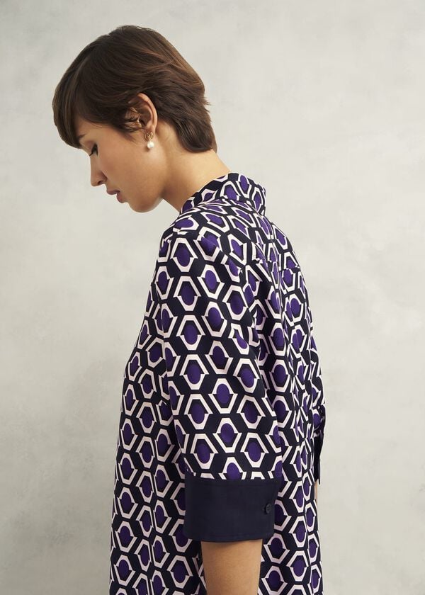 Hobbs Marciella Tunic Dress Purple Multi