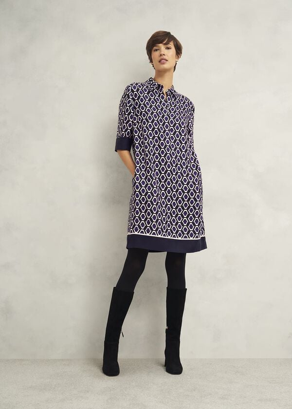 hobbs Marciella Tunic Dress Purple Multi