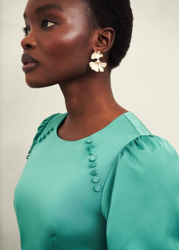 Hobbs Marea Dress Deep Aqua Green