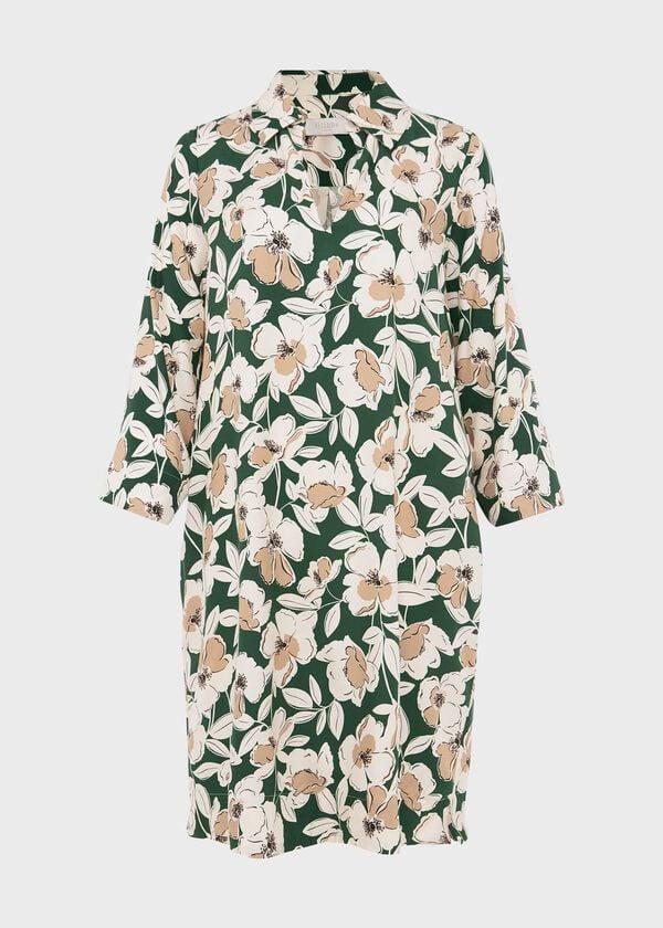 Hobbs Marea Floral Tunic Dress Green Multi
