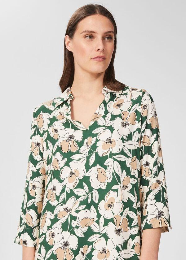 Hobbs Marea Floral Tunic Dress Green Multi