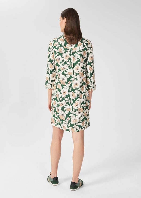 Hobbs Marea Floral Tunic Dress Green Multi