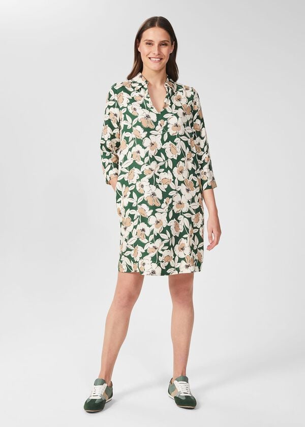 hobbs Marea Floral Tunic Dress Green Multi