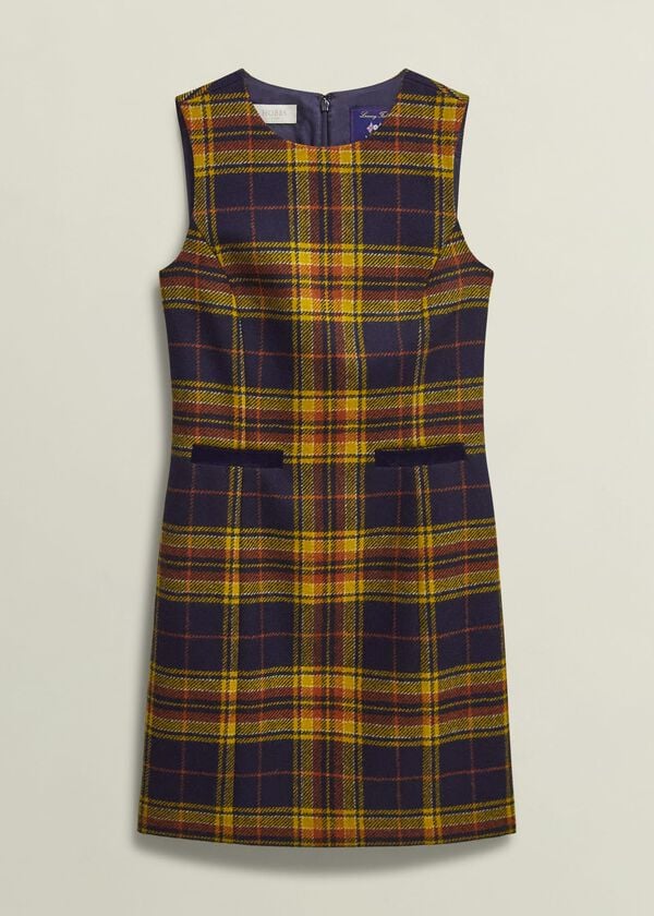 Hobbs Margot Wool Dress Navy Ochre