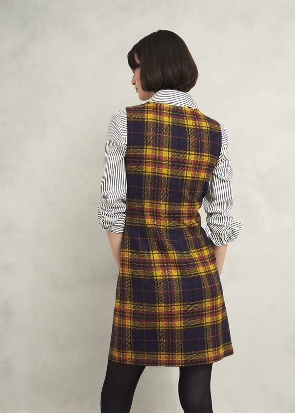 Hobbs Margot Wool Dress Navy Ochre