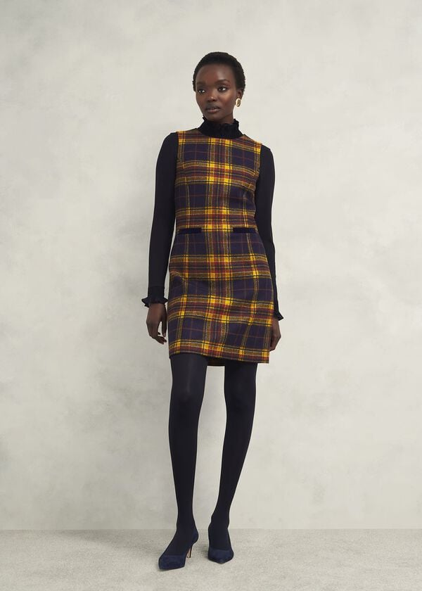 hobbs Margot Wool Dress Navy Ochre
