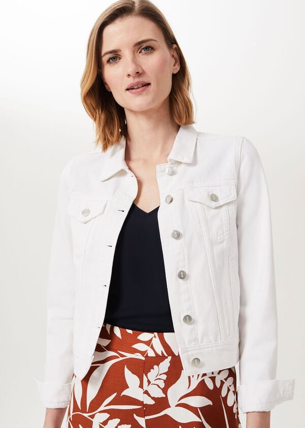 Hobbs Mariam Denim Jacket Milky White
