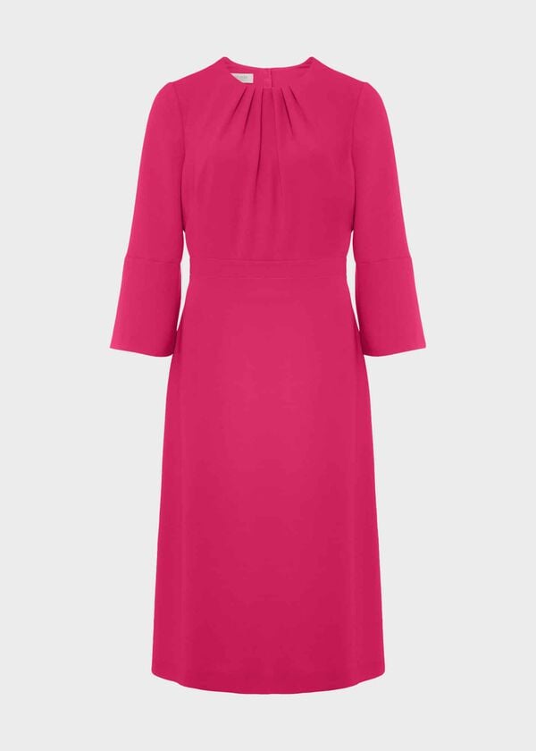 Hobbs Marianne Fit And Flare Dress Magenta Pink