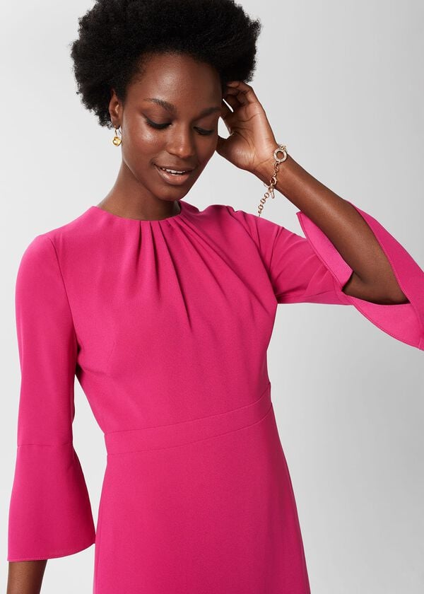 Hobbs Marianne Fit And Flare Dress Magenta Pink