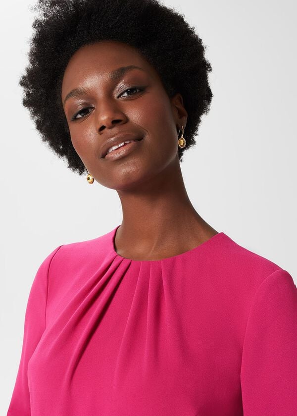 Hobbs Marianne Fit And Flare Dress Magenta Pink