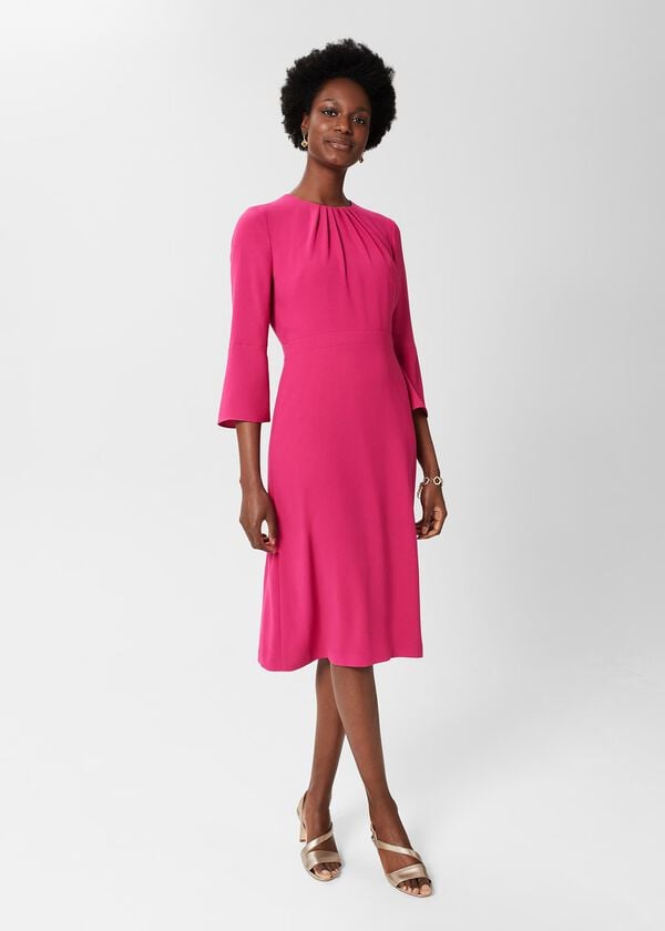 hobbs Marianne Fit And Flare Dress Magenta Pink