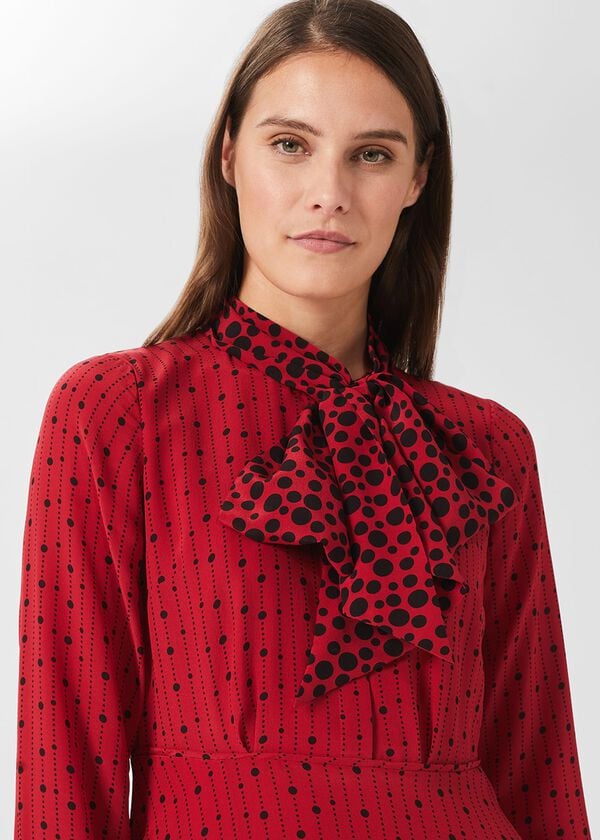 Hobbs Maribella Silk Dress Red Black