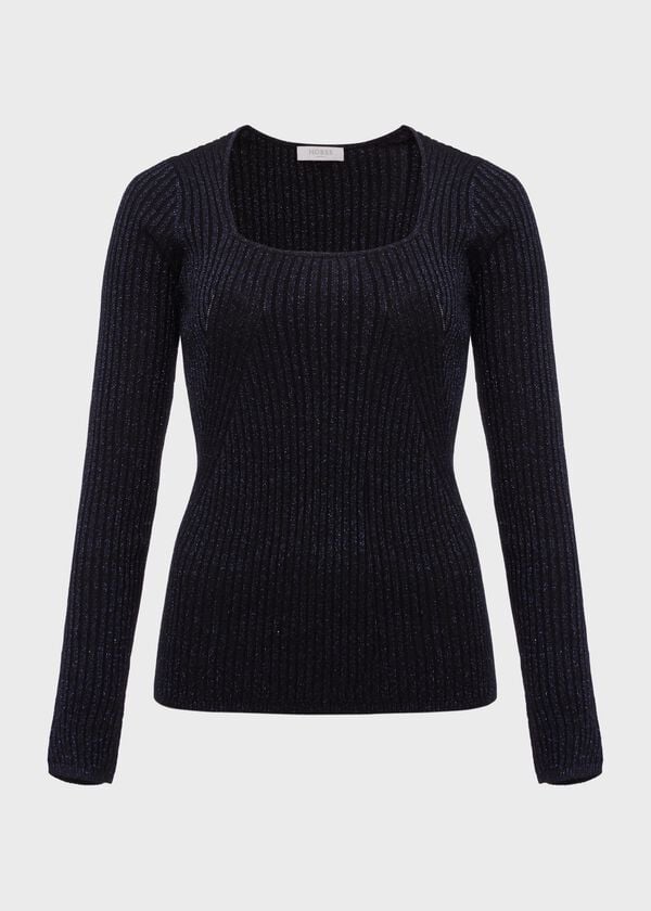 Hobbs Mariella Square Neck Jumper Black