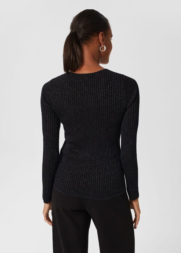 Hobbs Mariella Square Neck Jumper Black