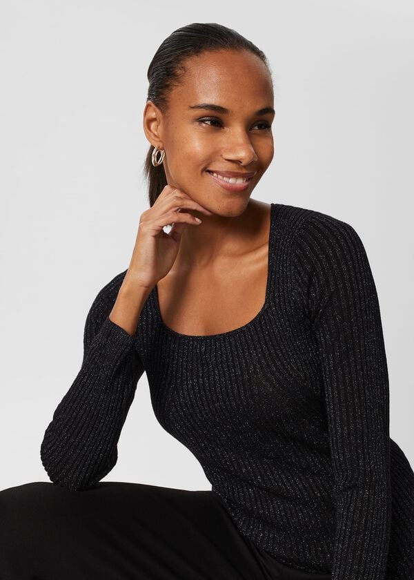 hobbs Mariella Square Neck Jumper Black