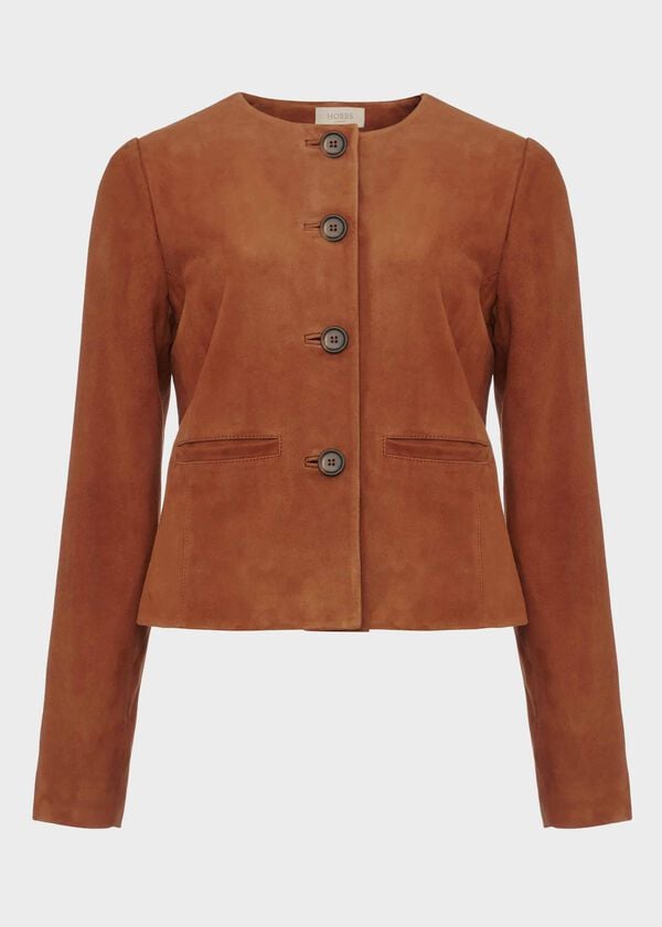 Hobbs Mariette Suede Jacket Toffee