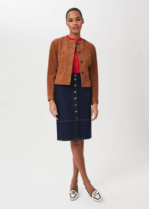 hobbs Mariette Suede Jacket Toffee