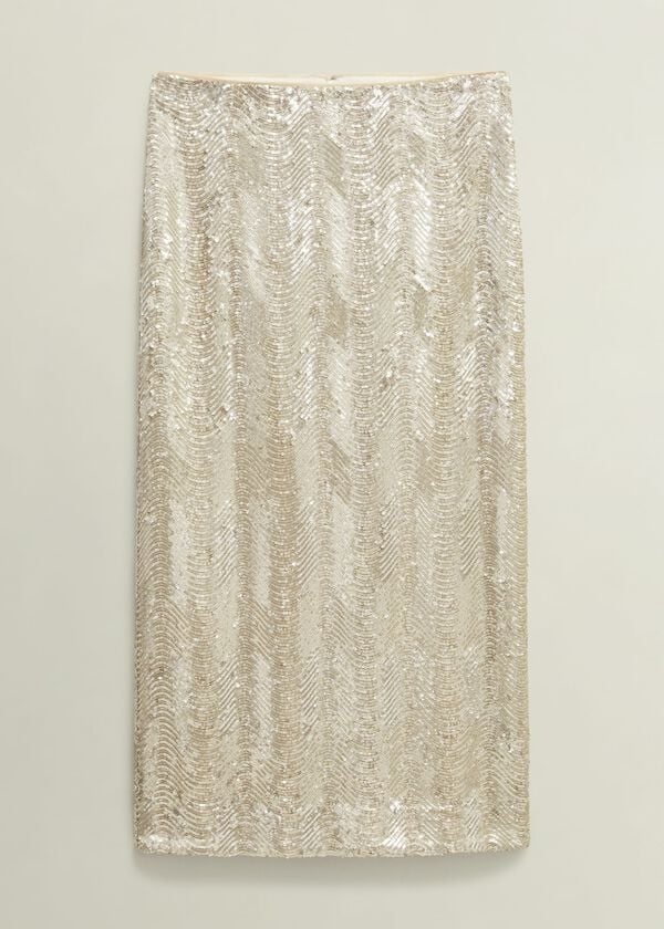 Hobbs Marlowe Sequin Skirt Silver