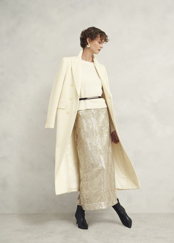 Hobbs Marlowe Sequin Skirt Silver