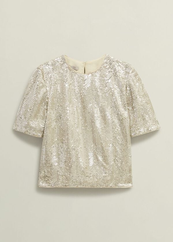 Hobbs Marlowe Sequin Top Silver