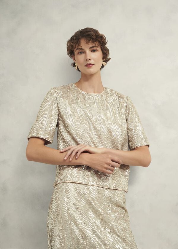 hobbs Marlowe Sequin Top Silver