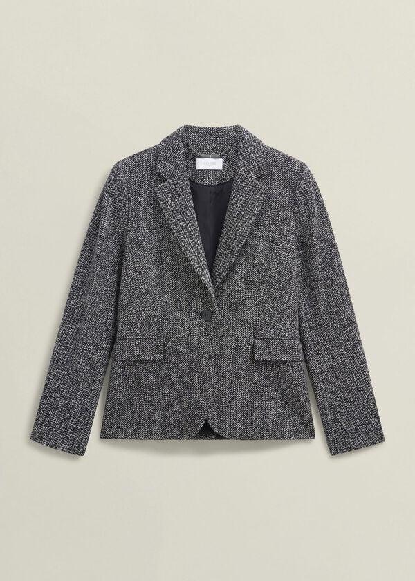 Hobbs Marlyn Wool Jersey Jacket Black White