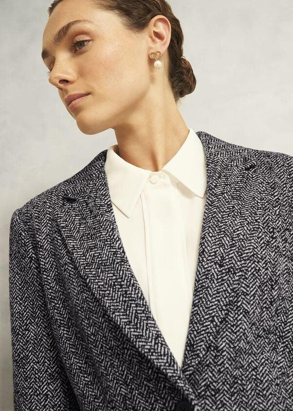 Hobbs Marlyn Wool Jersey Jacket Black White