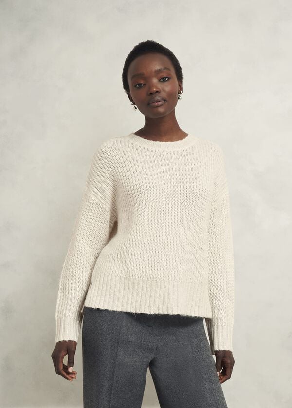 Hobbs Marsha Sequin Jumper With Alpaca Ivory
