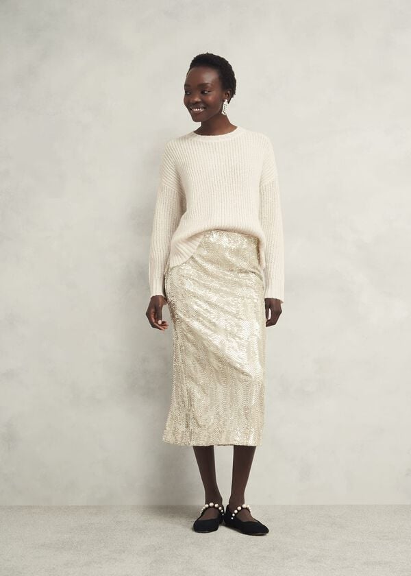 hobbs Marsha Sequin Jumper With Alpaca Ivory