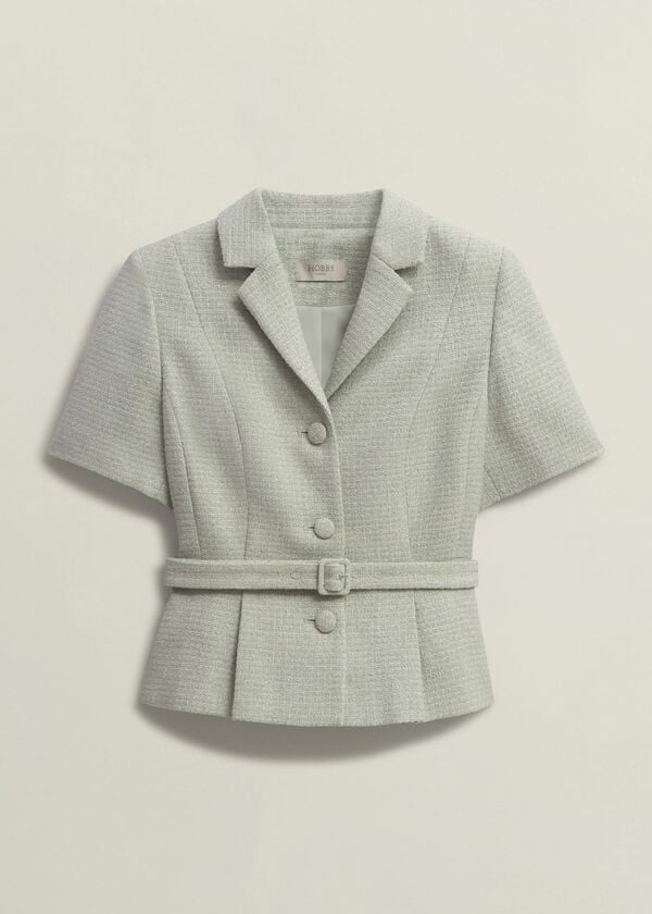 Hobbs Marta Tweed Jacket Sage Green