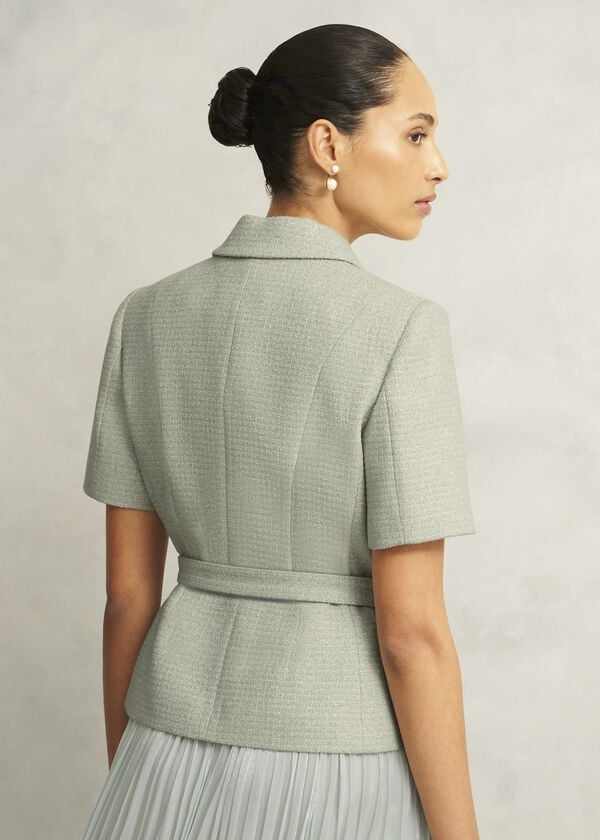 Hobbs Marta Tweed Jacket Sage Green
