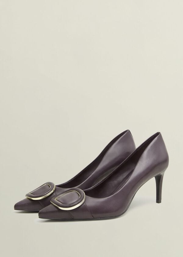 Hobbs Martie Leather Court Shoes Malbec Purple