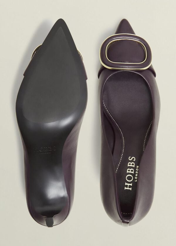 Hobbs Martie Leather Court Shoes Malbec Purple