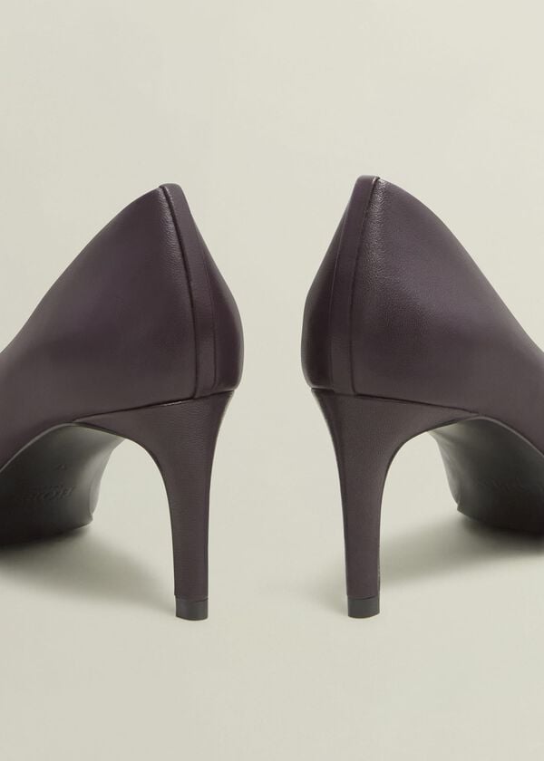 Hobbs Martie Leather Court Shoes Malbec Purple