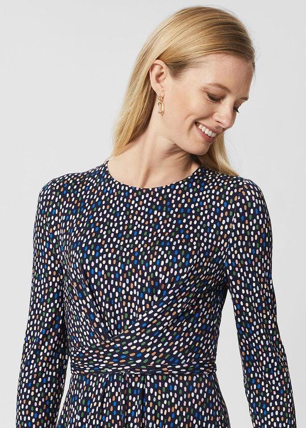 Hobbs Mary Jersey Dress Navy Multi