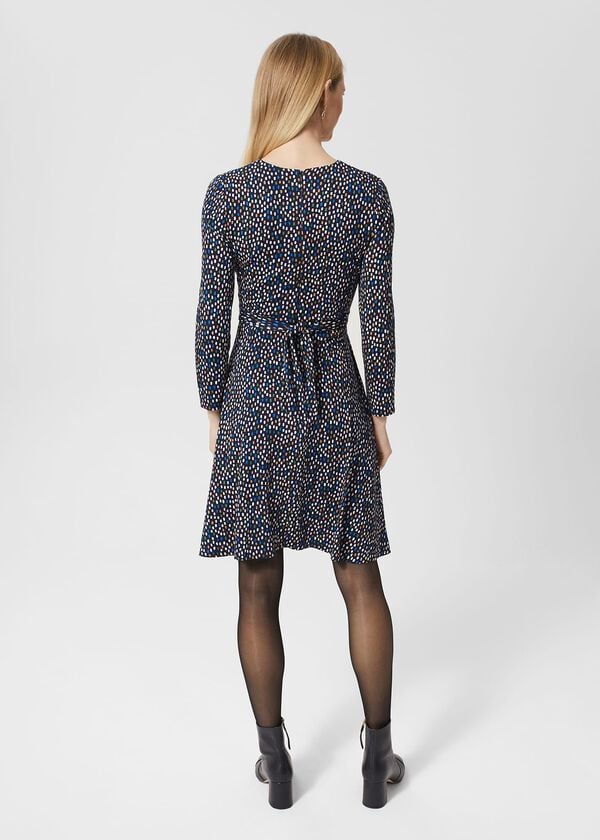 Hobbs Mary Jersey Dress Navy Multi