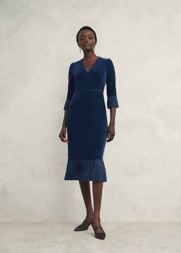 hobbs Mary Velvet Dress Riverside Blue