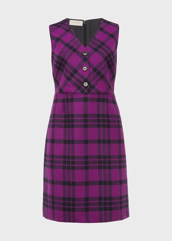 Hobbs Mary Wool Dress Purple Multi