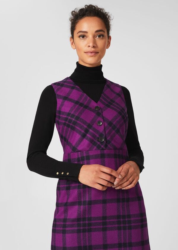 Hobbs Mary Wool Dress Purple Multi