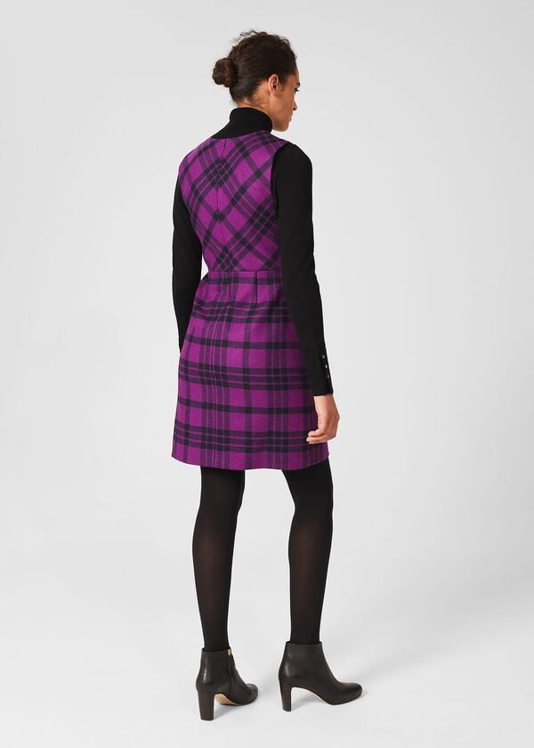 Hobbs Mary Wool Dress Purple Multi