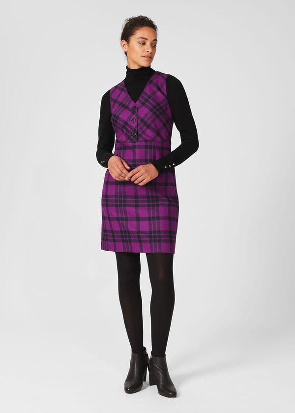 hobbs Mary Wool Dress Purple Multi