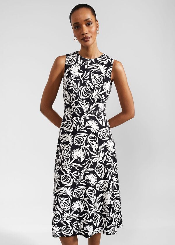 Hobbs Marylise Jersey Dress Navy Ivory