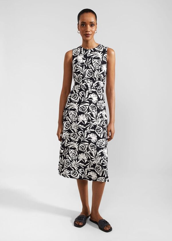 hobbs Marylise Jersey Dress Navy Ivory