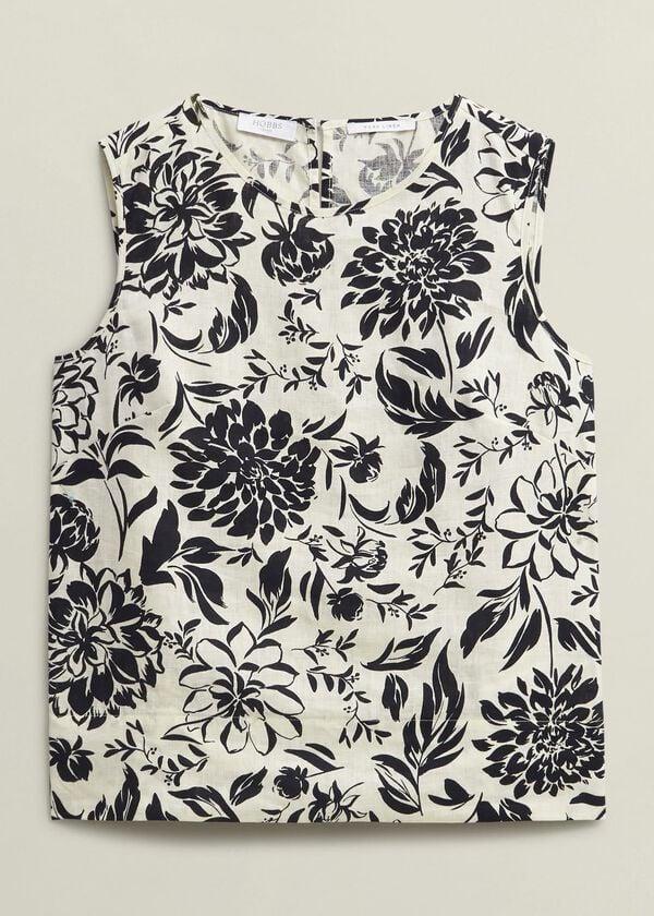 Hobbs Maura Linen Top Cream Navy