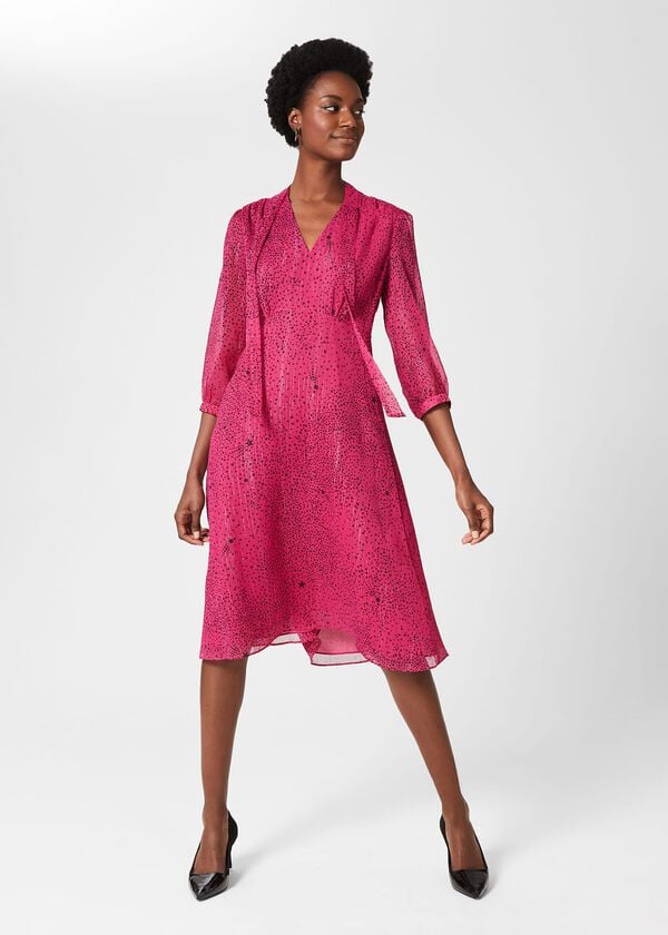 hobbs Maxine Dress Pink Black