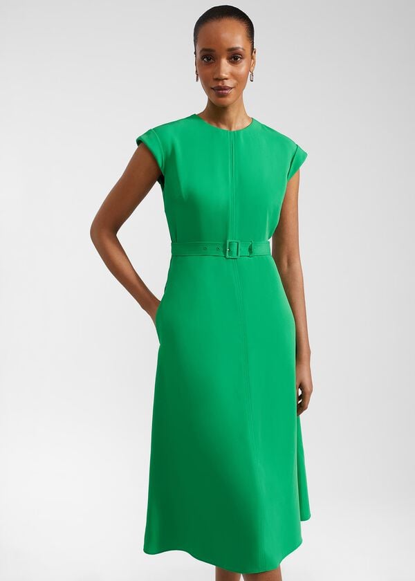 Hobbs Meera Belted Dress Cilantro Green
