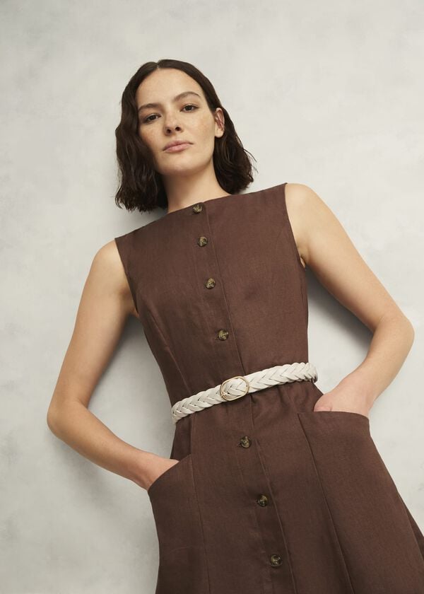 Hobbs Meera Woven Leather Belt Chalk Beige