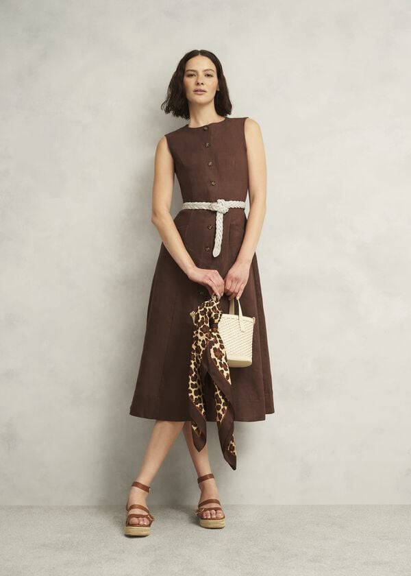 Hobbs Meera Woven Leather Belt Chalk Beige